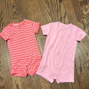 Baby girl Hanes Shorts Zipup Rompers Bundle - 6-12m
